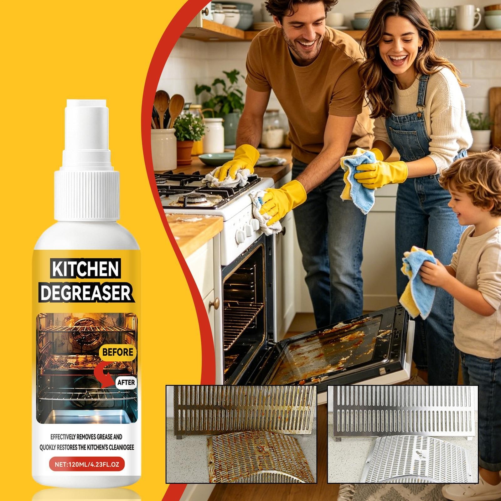 Grease Killer Spray-120ml, Greasekiller Grill Cleaner Extra Strong, Oven Cleaner