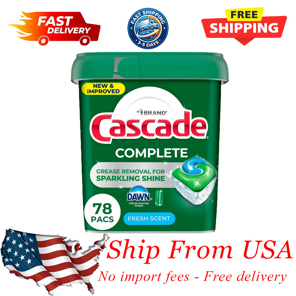 Cascade Complete Dishwasher Detergent ActionPacs, Fresh Scent, 78 ct