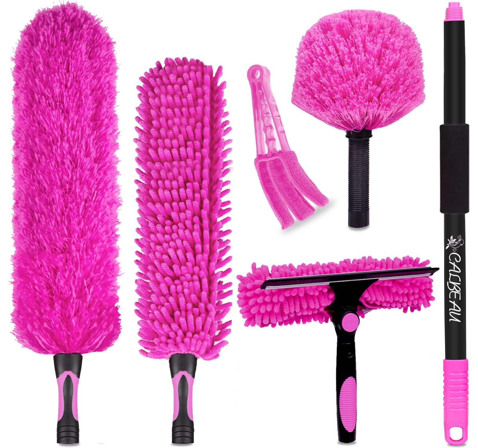 8 Foot Dusters for Cleaning, Duster with Extension Pole, Microfiber Feather D…