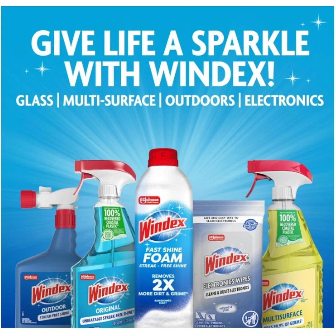 Windex Glass and Window Cleaner Spray Bottle, Original Blue Scent, 23 Fl Oz