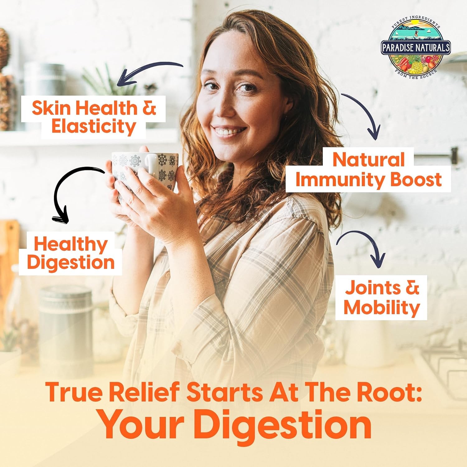 Paradise Naturals 100% Grass-Fed Natural Beef Bone Broth Powder + Active Probi