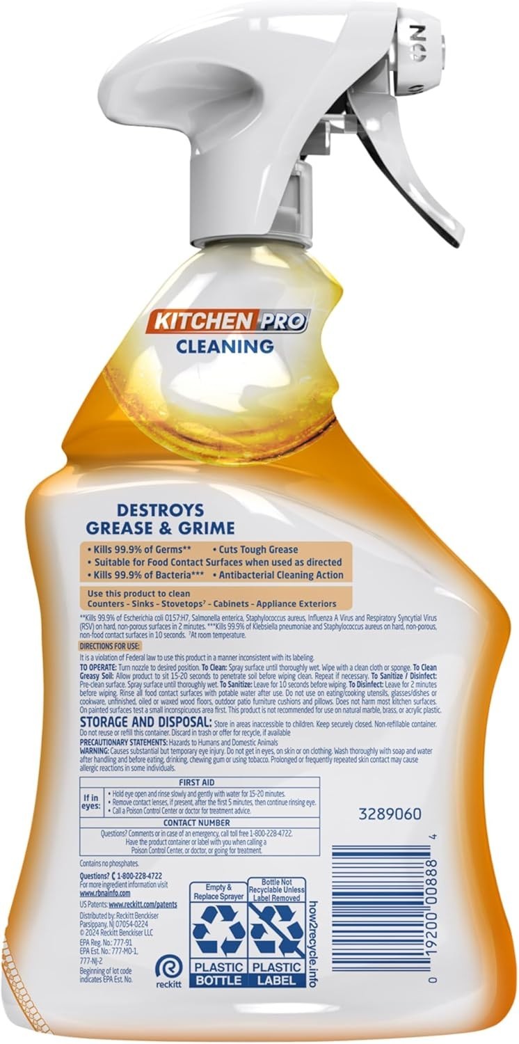 Lysol Pro Kitchen Spray Cleaner and Degreaser 22oz (Pack of 2)