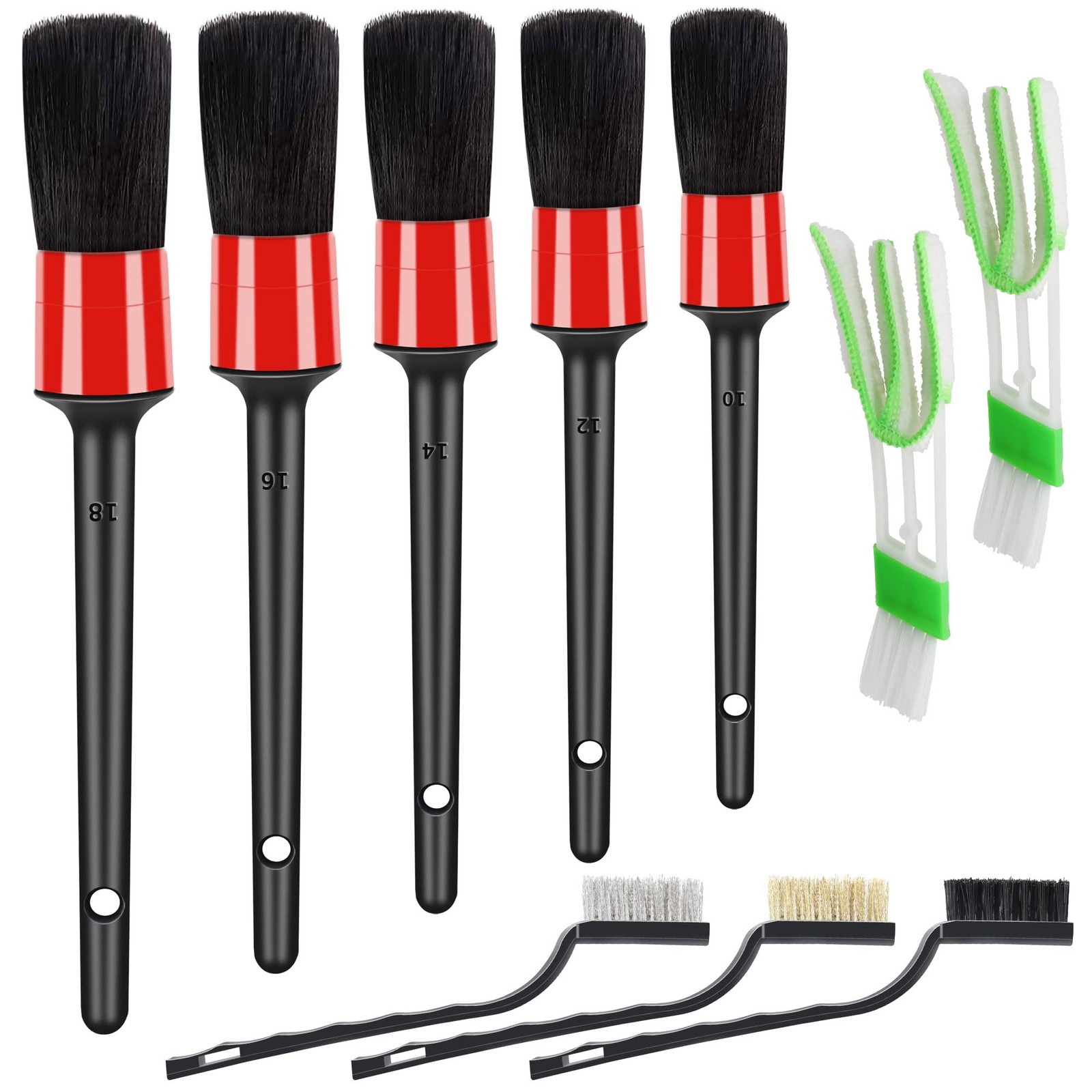 10pcs Auto Car Detailing Brush Set Car Interior Cleaning Kit Includes 5 Boar Hai
