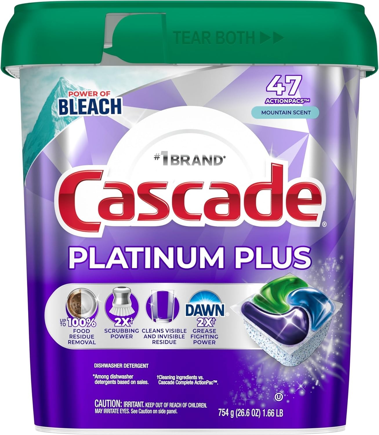 Cascade Platinum Plus Dishwasher Pods Fresh Scent 47 Count Detergent