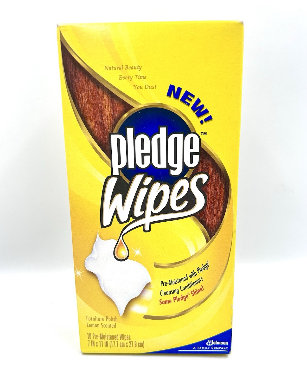 Pledge Furniture Polish Wipes Lemon Scented Pre-Moistened Multipurpose 18 Count