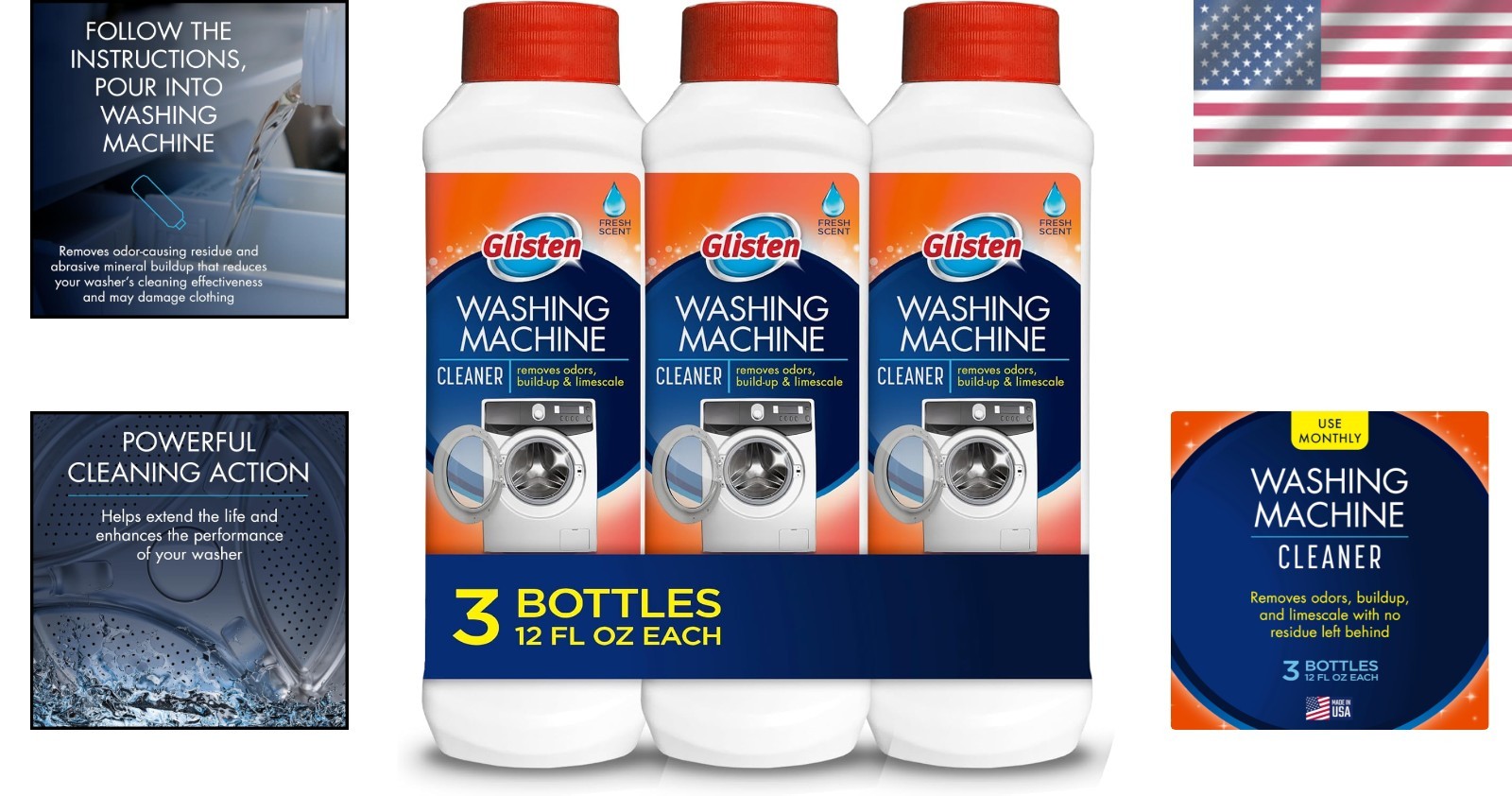 Washing Machine Cleaner Helps Remove Odor 12OZ 3-Pack