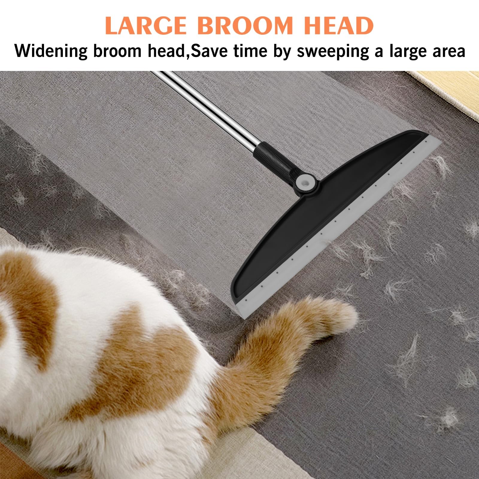 Multifunction Silicone Broom, 54 Inch Long Handle Silicone Floor Squeegee Bro…
