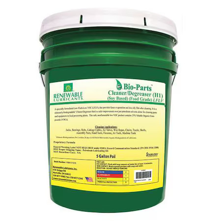 Renewable Lubricants 87594 Cleaner/Degreaser, 5 Gal Pail, Liquid, Light Yellow
