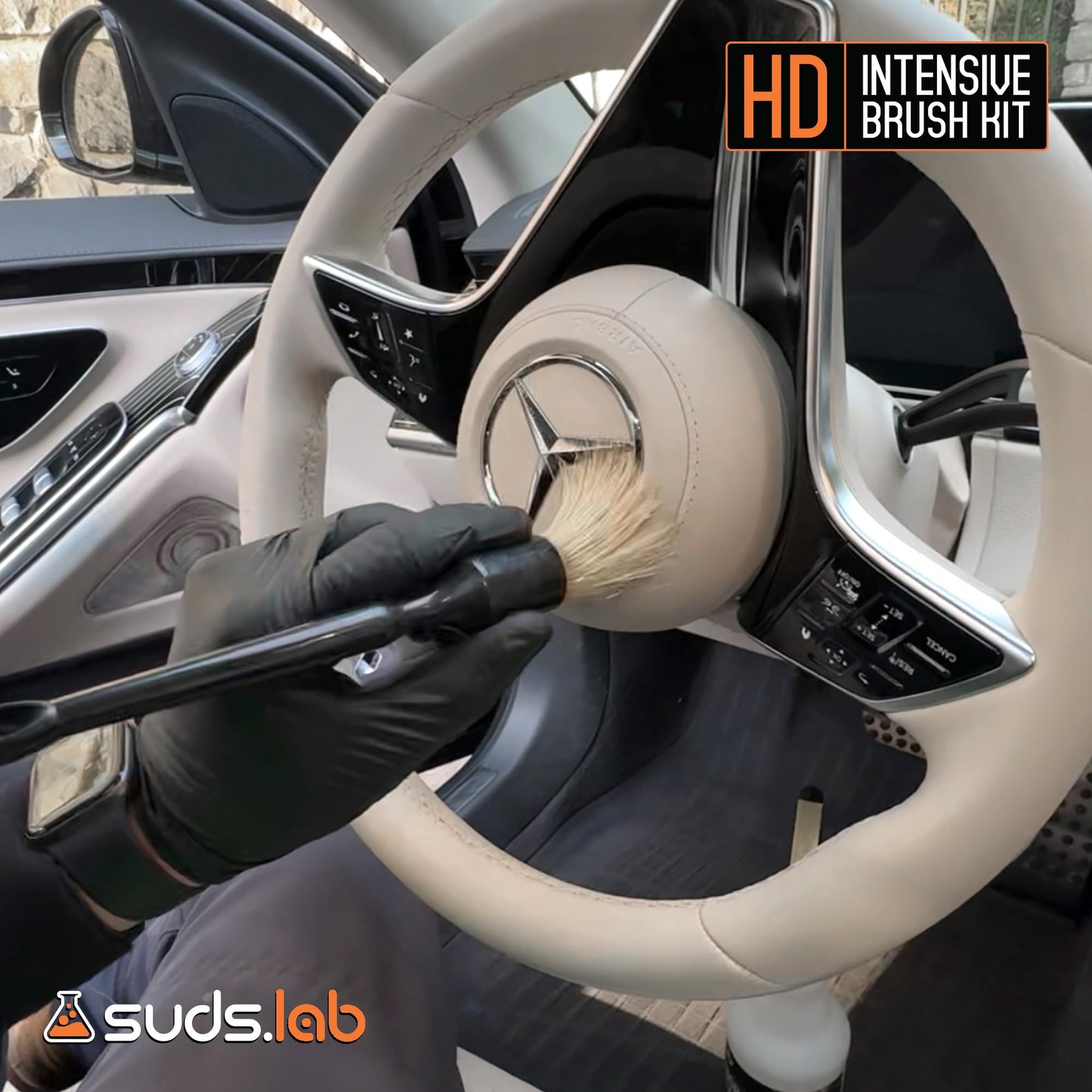 Suds Lab HD Intensive Car Detailing Brush Kit 3 PCS Boars Hair Scratch Free