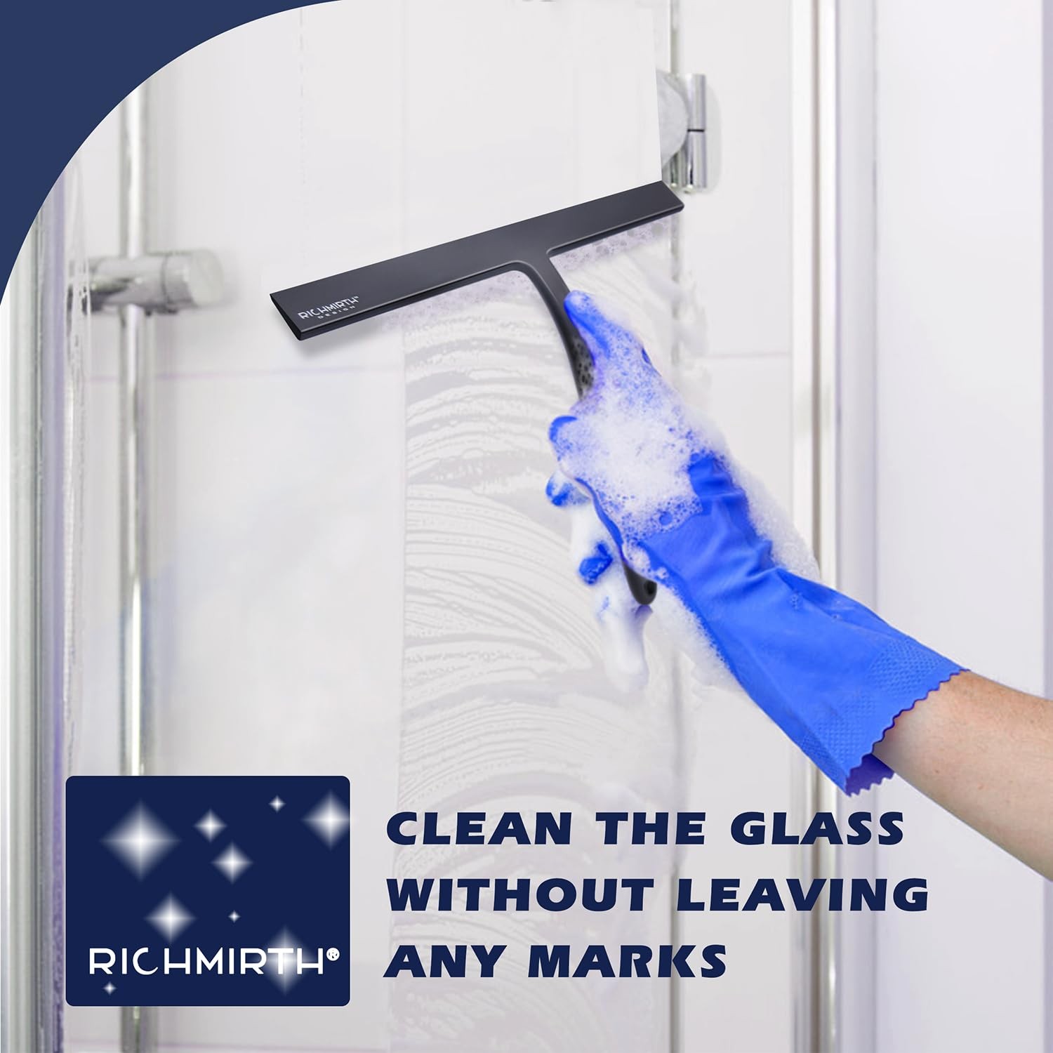 12 Inch Silicone Shower Squeegee for Glass Doors with Hook – Streak-Free Wind…