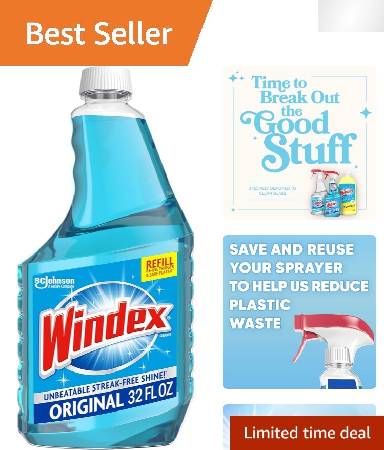 Eco-Friendly 32 Fl Oz Glass Cleaner – Blue Scent for All Surfaces