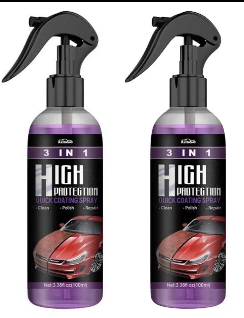 100ML 3 in 1 High Protection Quick Car Coat Ceramic Coating Spray 2 Pack