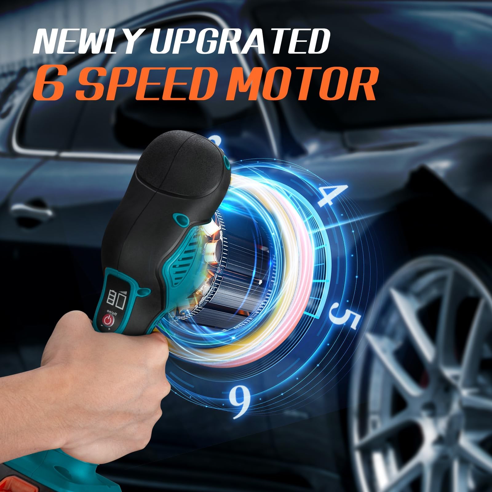 Cordless Car Buffer Polisher w/ 2x2000mAh 21V Batteries, 6 Inch Car Buffer Wa…