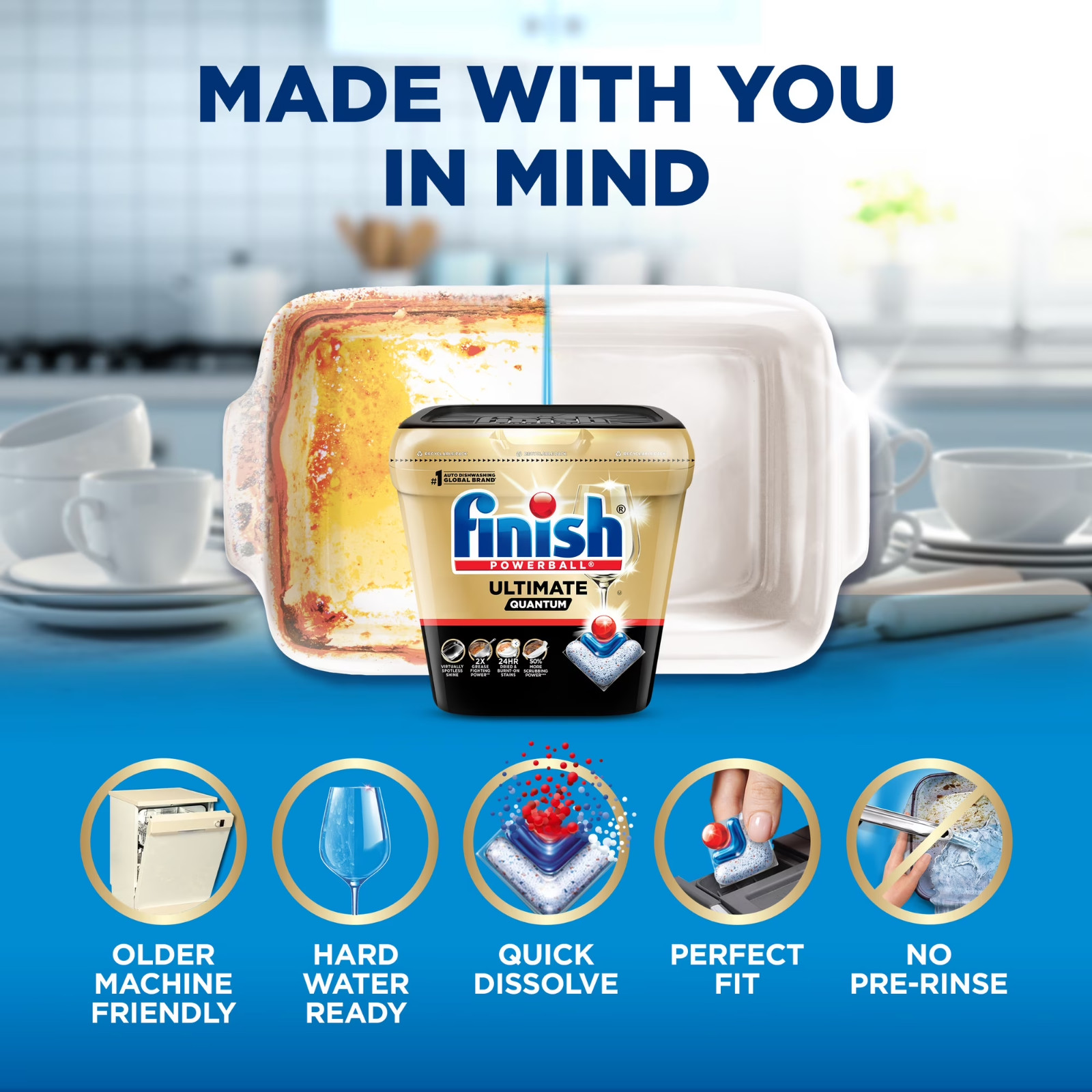 Finish Ultimate Quantum Dishwasher Pods 38 Tabs 3-Pack Fast Ship USA