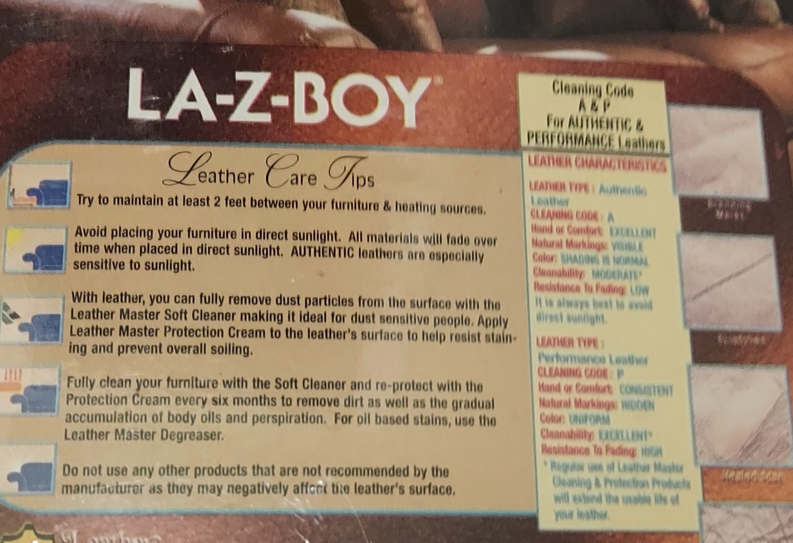 La-Z-Boy Stainsafe Leather Master Leather Protection Clean Program New Sealed