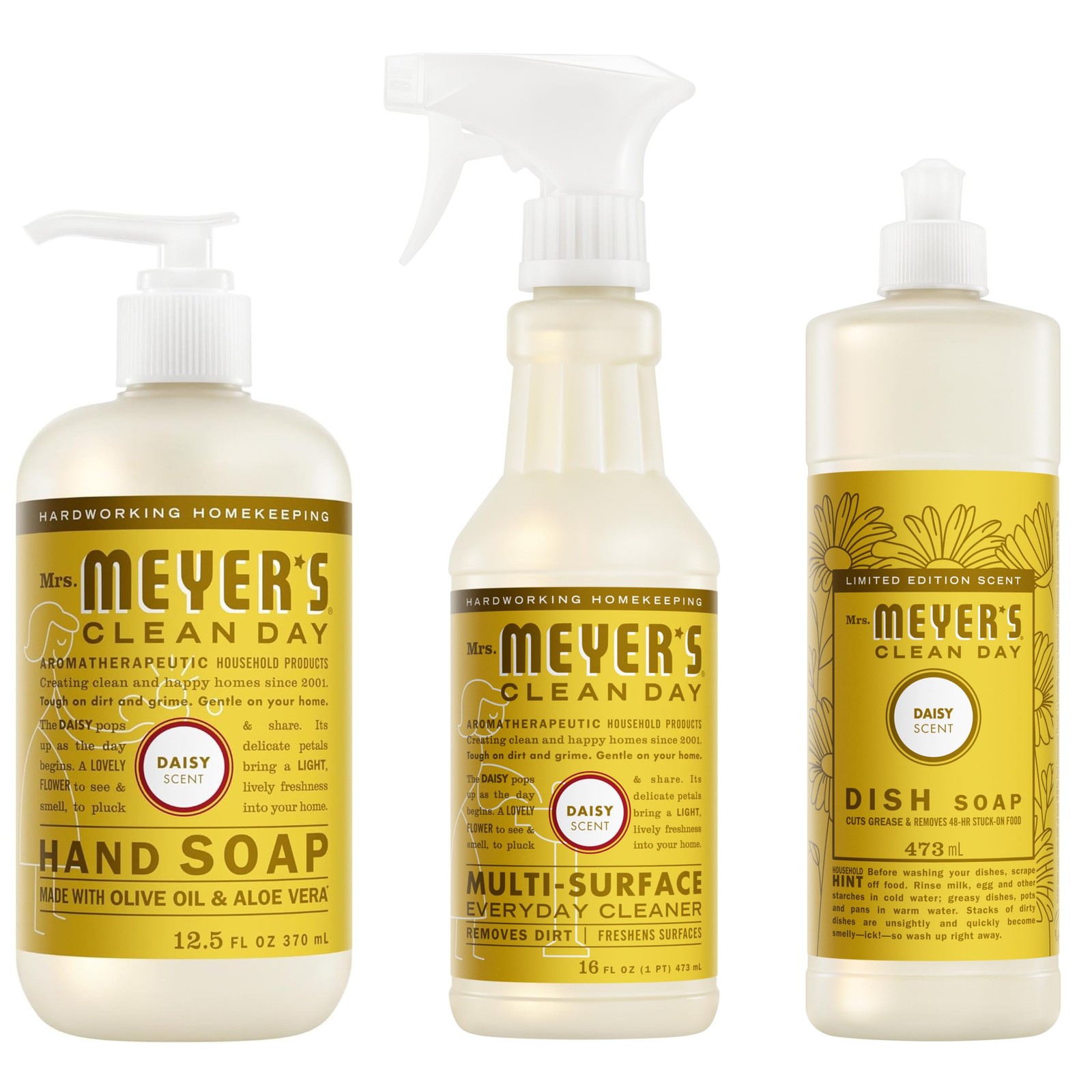 Mrs. MEYER’S Kitchen Set, Dish Soap, Hand Soap, and Multi-Surface Cleaner, 3 …