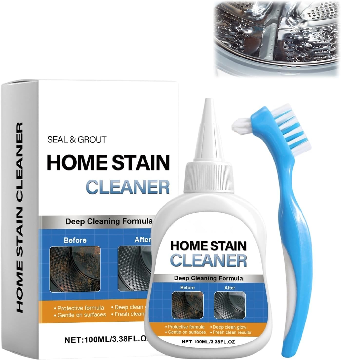 Home Stain Cleaner Gel, Washing Machine Cleaner with Brush, Deep Cleaning All-Pu