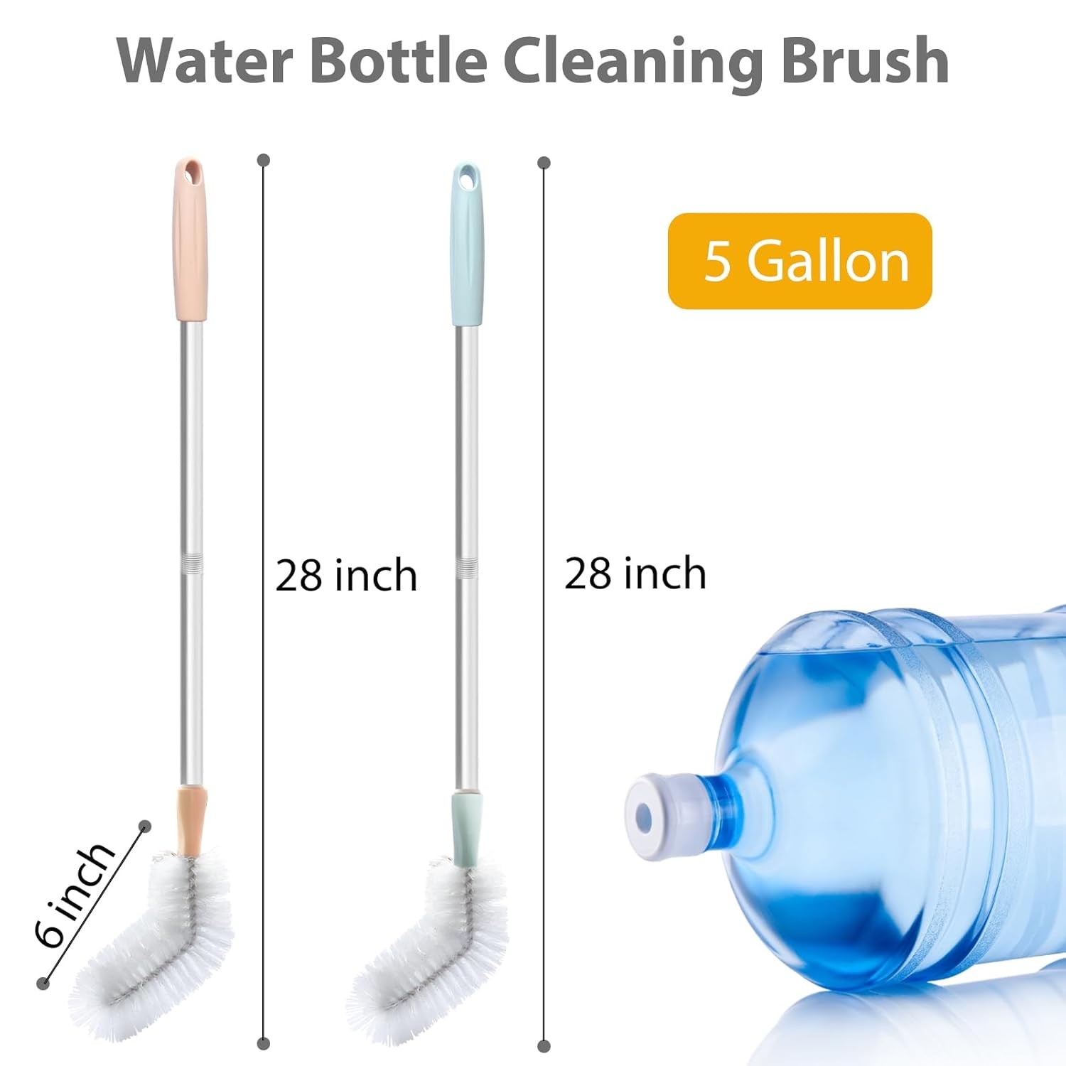 Bendable Long Water Bottle Cleaning Brush 2 Pack 28inch Nylo Bristle Water