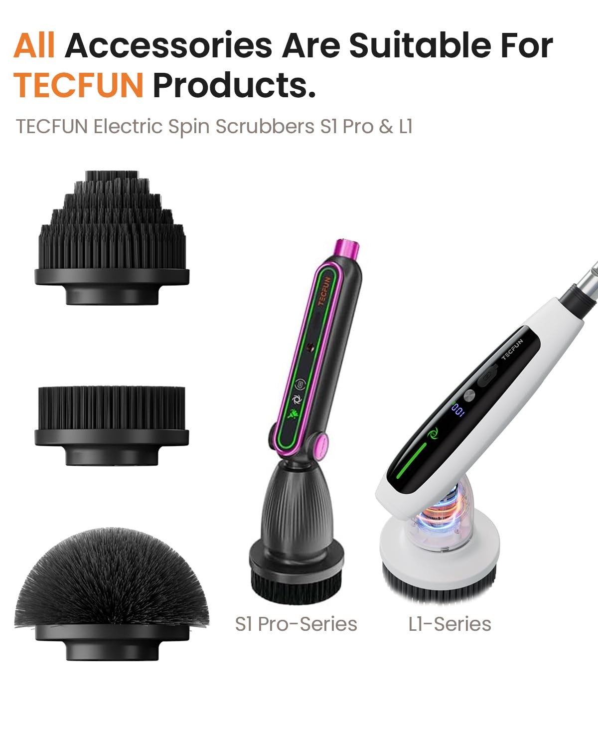 Electric Spin Scrubber Replacement Brush Heads for Cordless Spin Scrubber, 3p…