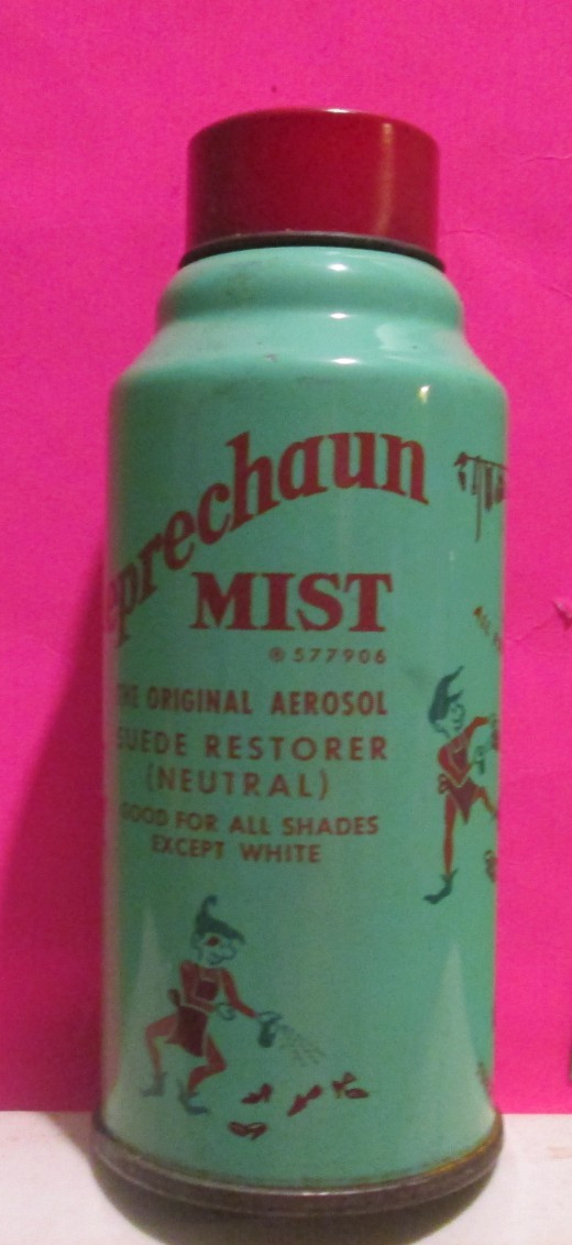 LEPRECHAUN MIST THE Original AEROSO Spray Can SUEDE RESTORER 6 OZ VTG OLD WORKS