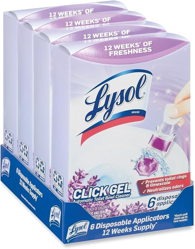 Lysol Click Gel Automatic Toilet Bowl Cleaner – Lavender Scent, 6 Stamps, Toilet
