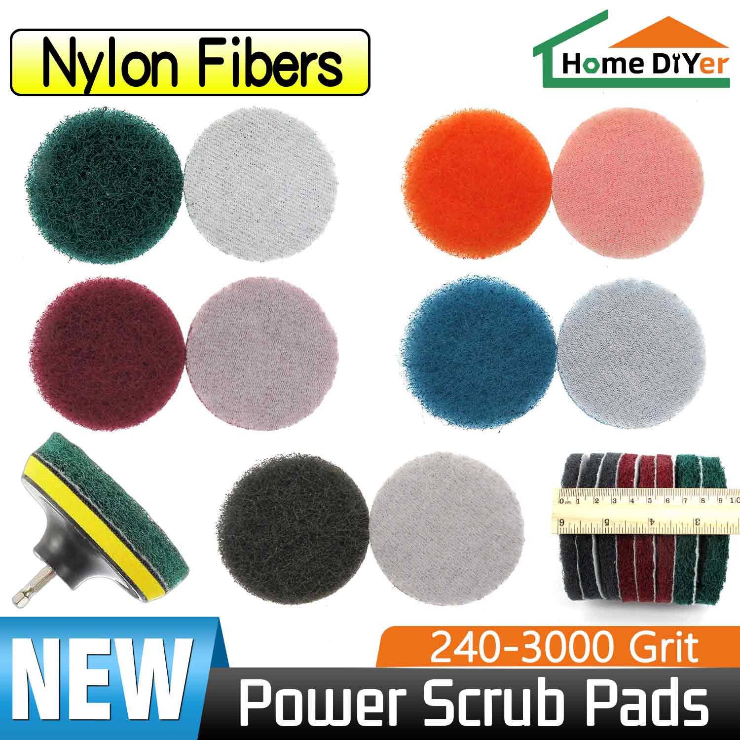 1″-7″ Drill Power Brush Tile Scrubber Scouring Pads Cleaning Pad 240-3000 Grit