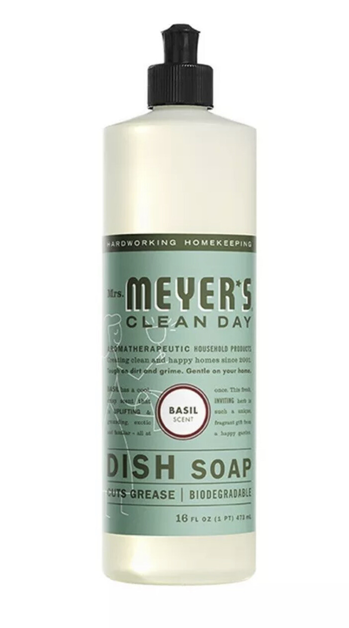 Mrs. Meyers Clean Day Dish Soap Basil 16oz Bottles Fresh Summer Scent New