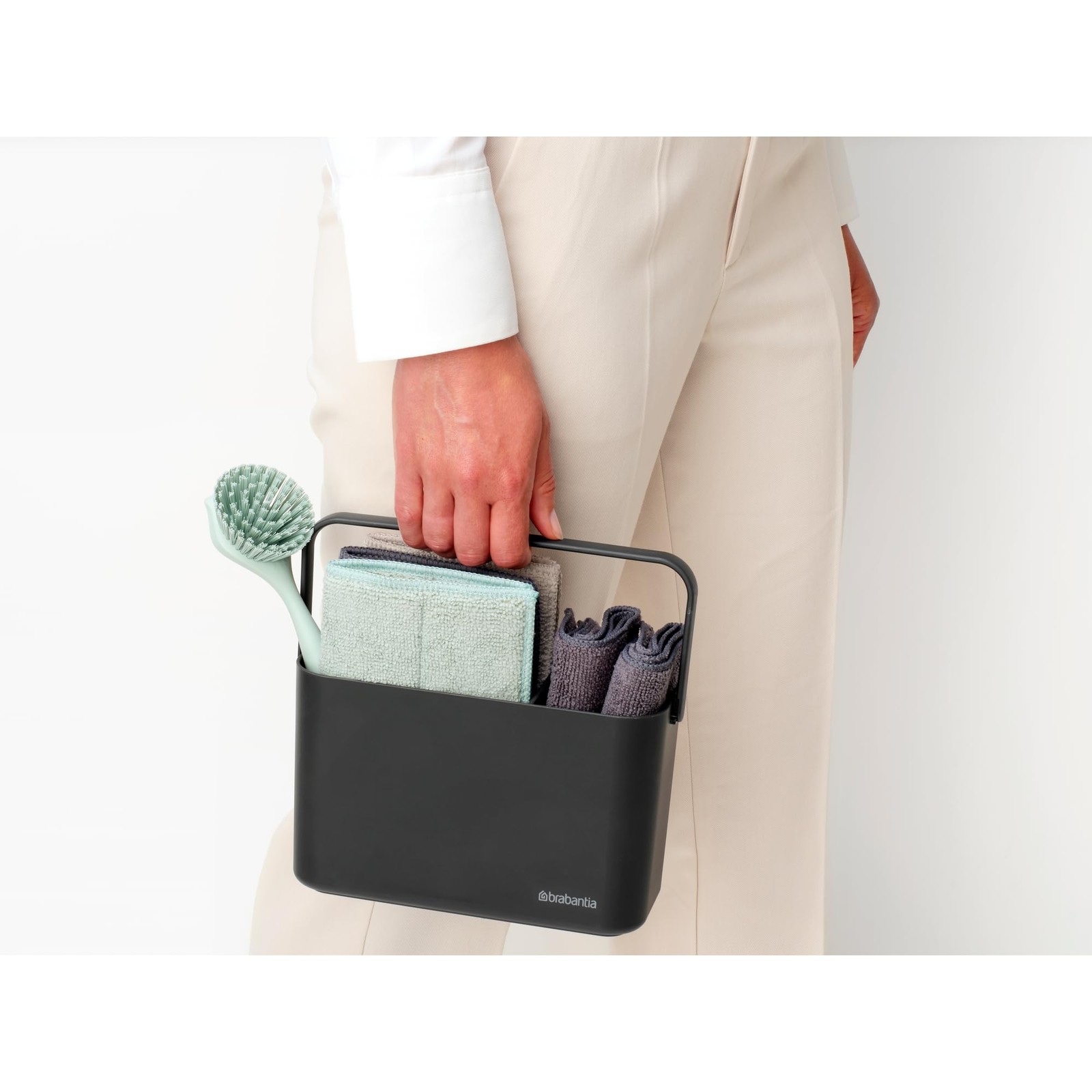 Brabantia SinkSide Cleaning Set of 8 – Dark Gray | Cleaning Caddy with Handle…
