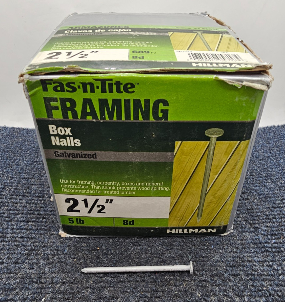 HILLMAN FASTENERS 461320 Fas-n-Tite Framing 5 lb 2-1/2″ Galvanized Box Nails