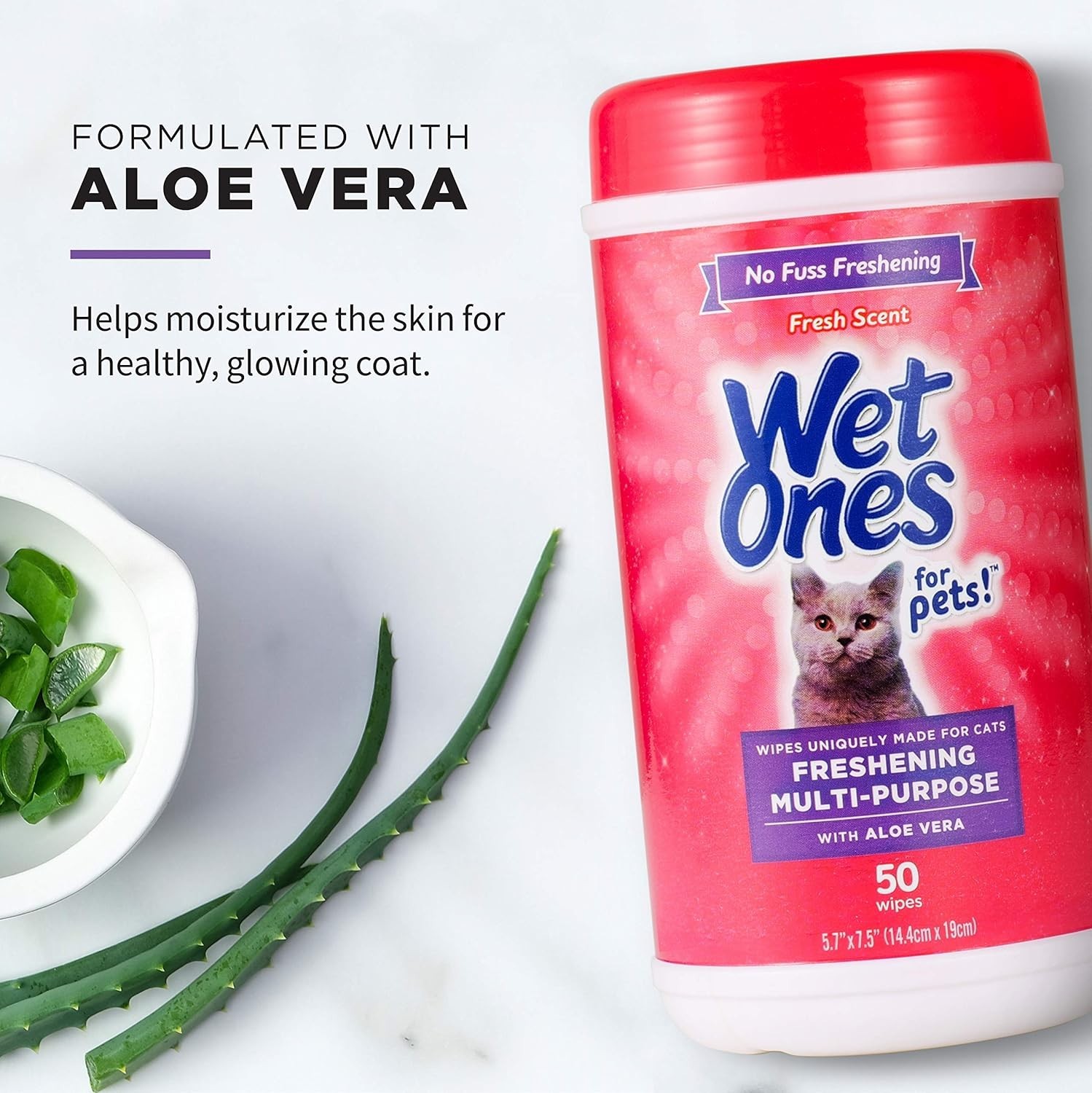 for Cats Freshening Wipes, Multi-Purpose Cat Grooming Wipes with Aloe Vera, H…
