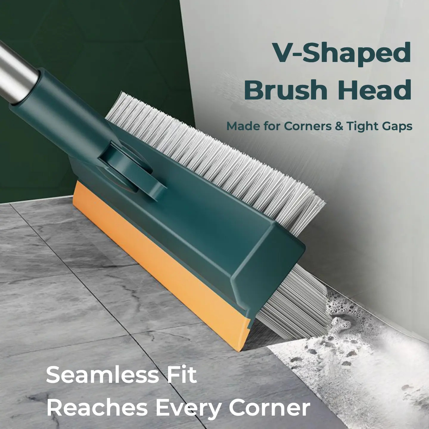 3-In-1 Adjustable Floor Scrub Brush with Long Comfortable Handle, PVC Bristles,