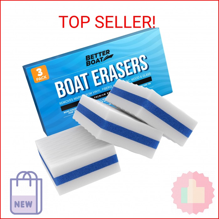 Boat Erasers 3-Pack by Better Boat – Cleaning Sponge for Scuff Marks & Grime, Ma