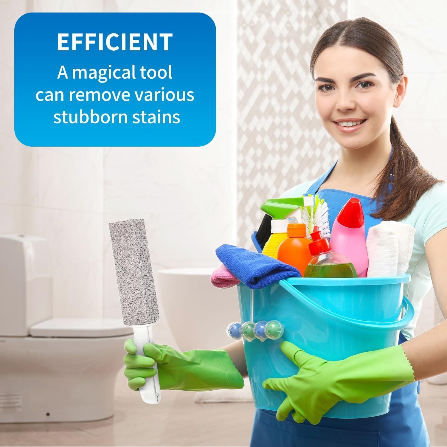 2-Piece Reusable Toilet Cleaning Stone with Handle – Cleans Tough Stains Easily
