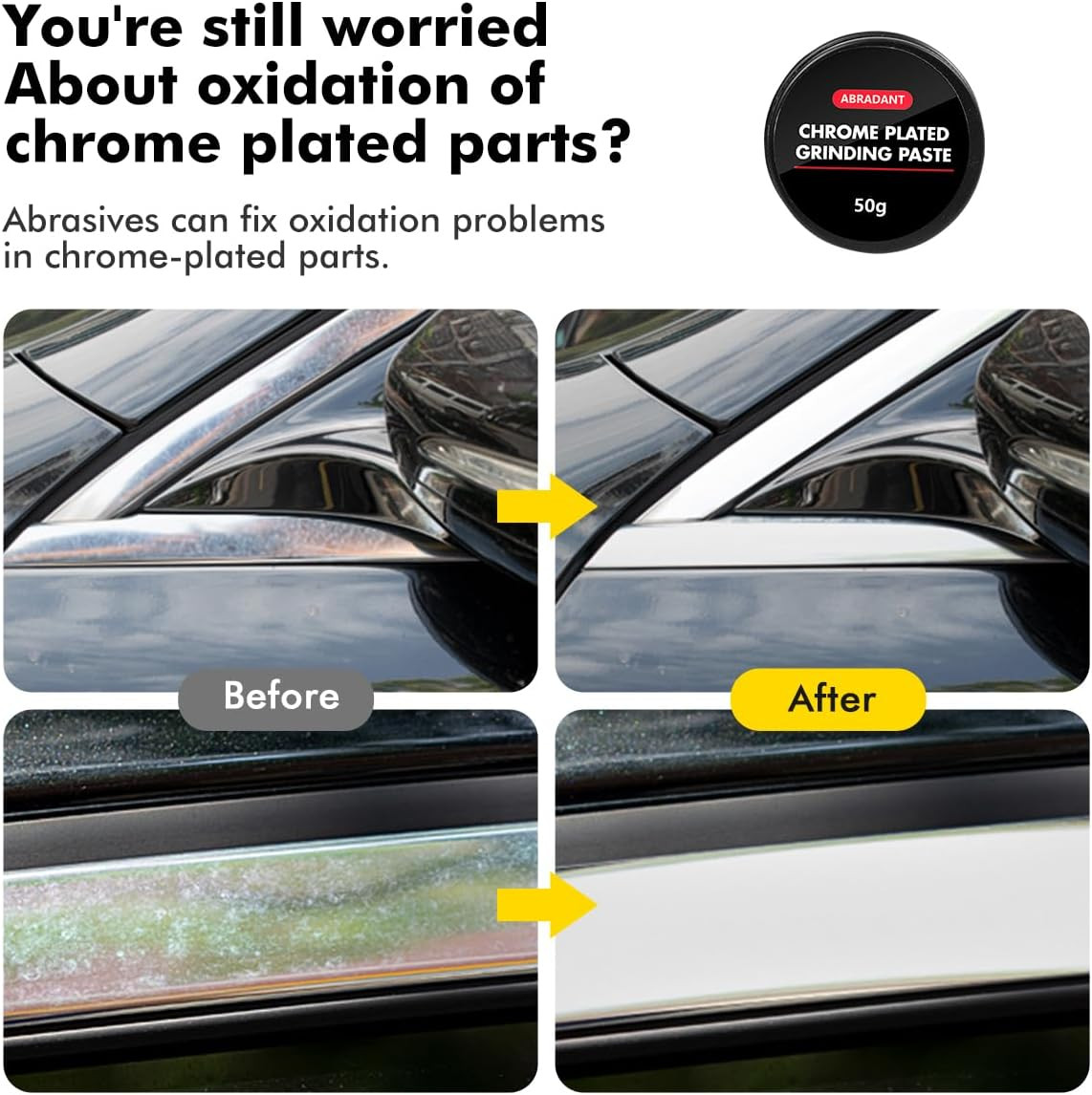 Metal Polish Restorer and Protectant, Chrome Cleaner and Polish for Cars, Remove