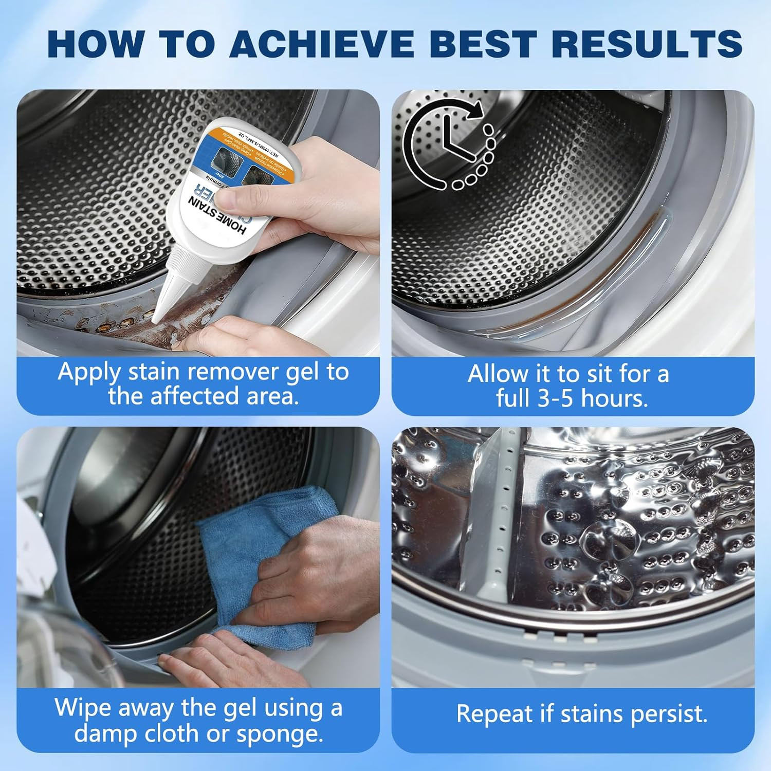 Home Stain Cleaner Gel, Washing Machine Cleaner with Brush, Home Removergel