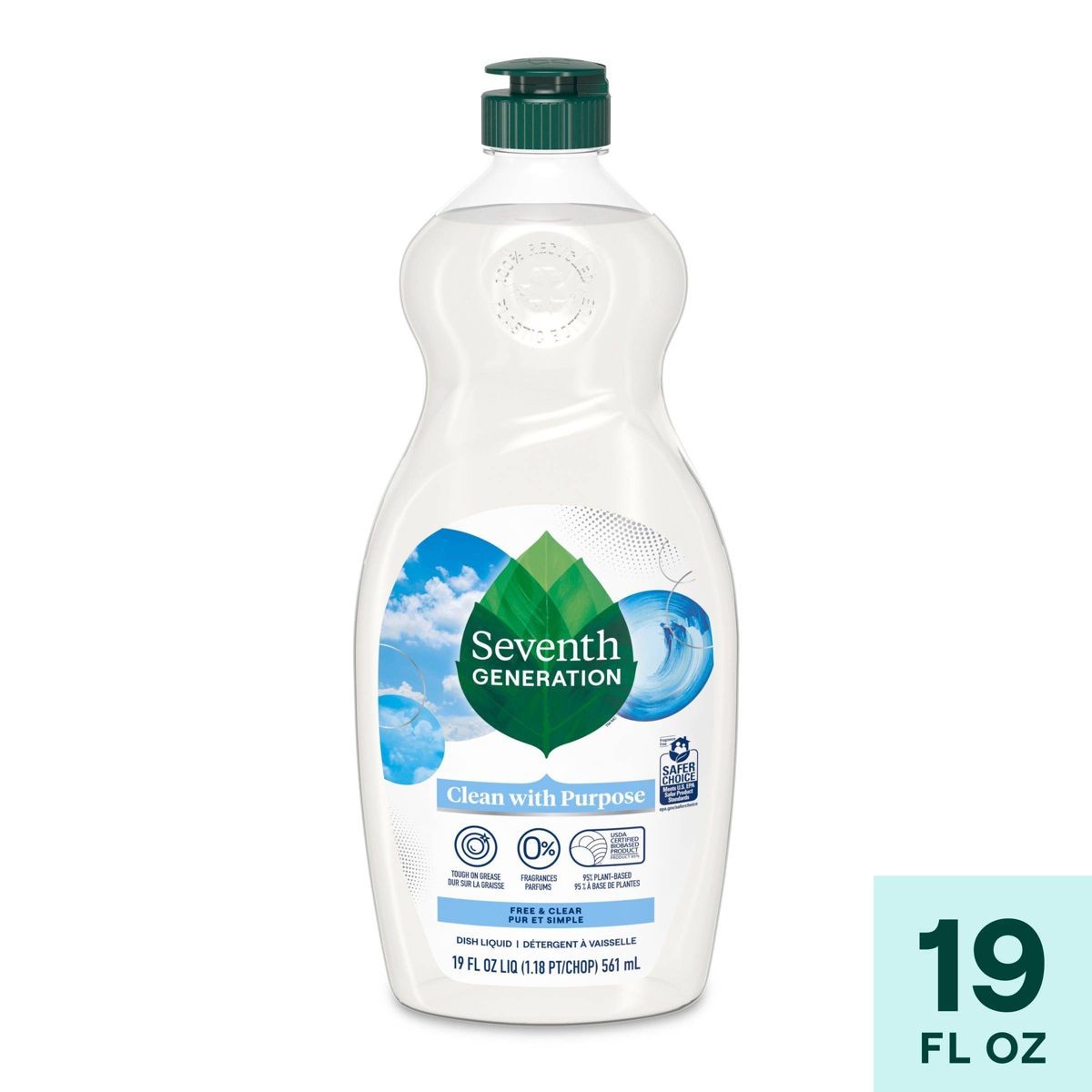 Free & Clear Liquid Dish Soap – 19 fl oz: Hypoallergenic, Dissolves Food