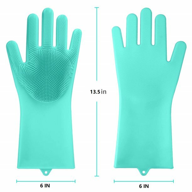 Cleaning Scrubber, Magic Rubber Heat Resistant Reusable Silicone Gloves,1 Pair