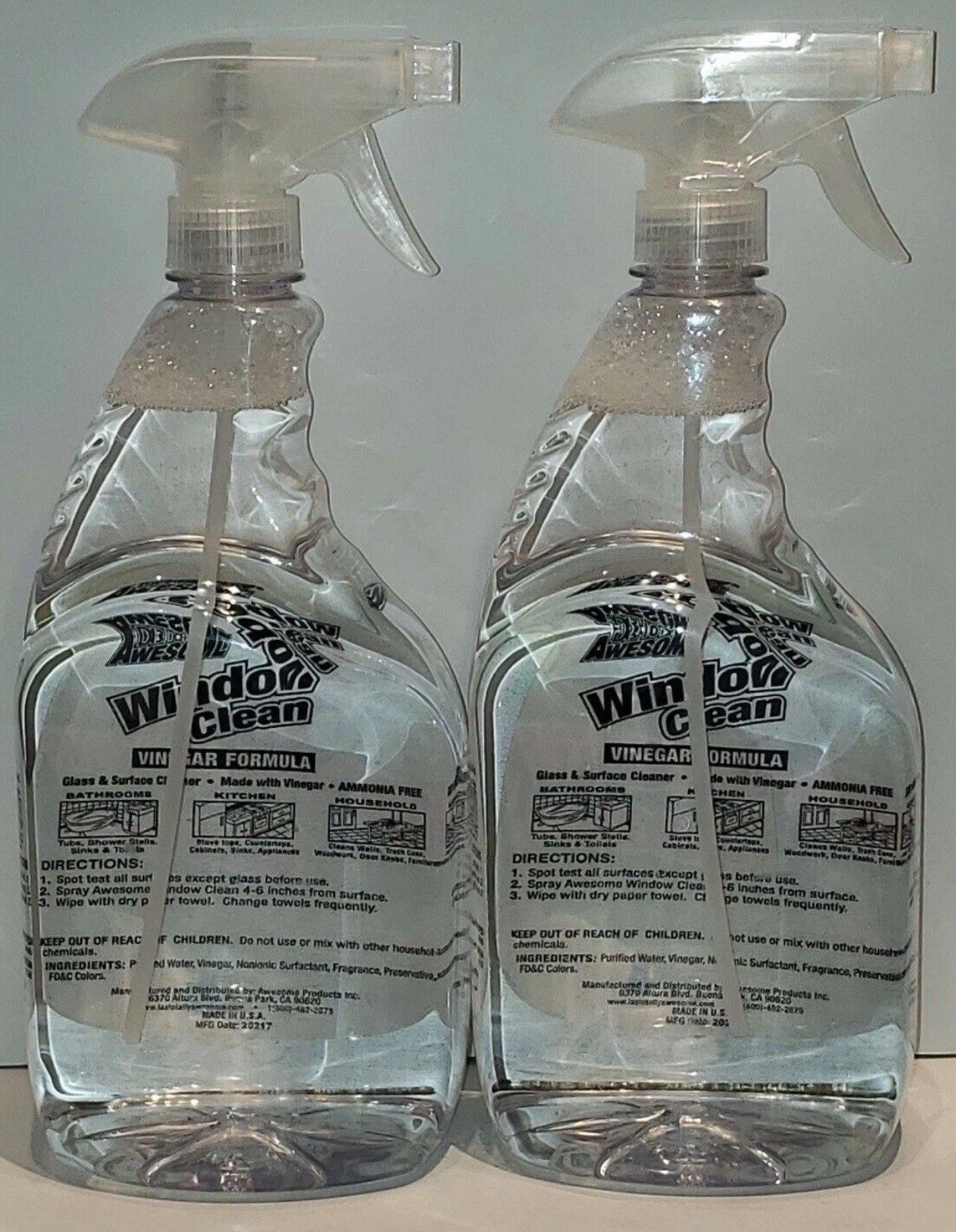 Lot Of 2 LA’S Totally Awesome Window Cleaner Vinegar Formula Streak FREE 40 oz