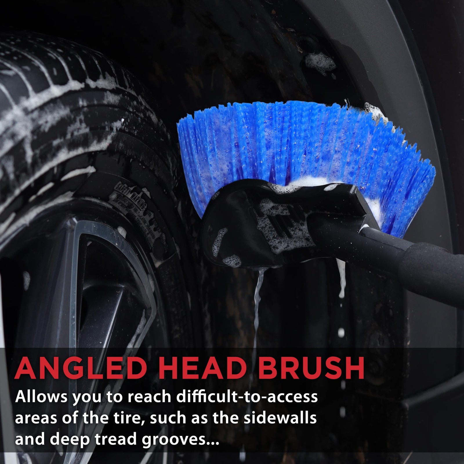 17.5″ Long Handle Wheel Tire Body Brush – Gentle Car Wash Brush for Safe Tire…