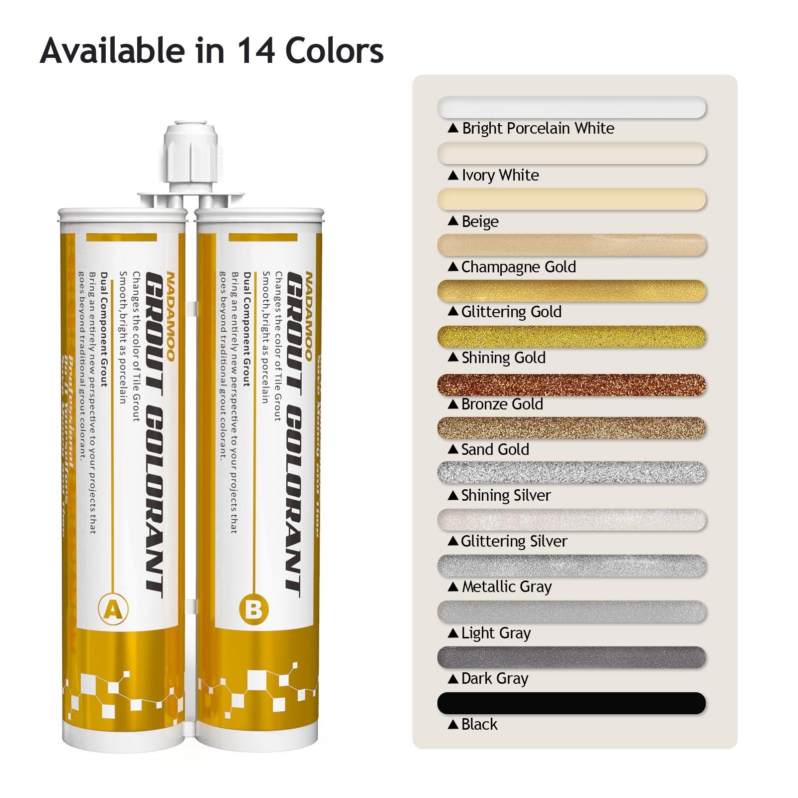 Epoxy Grout Bright Porcelain White, Dual Tubes Waterproof Tile Grout 19oz 400…