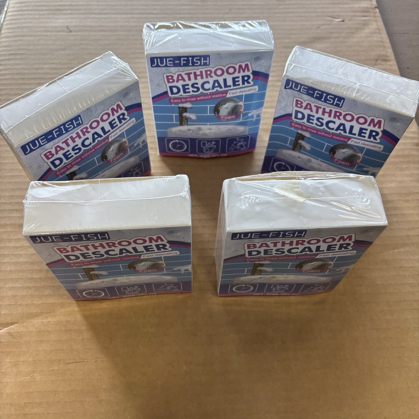 Lot Of 5 Jue-Fish Bathroom Descaler Foam Spray 2 Fl Oz NEW IN BOX