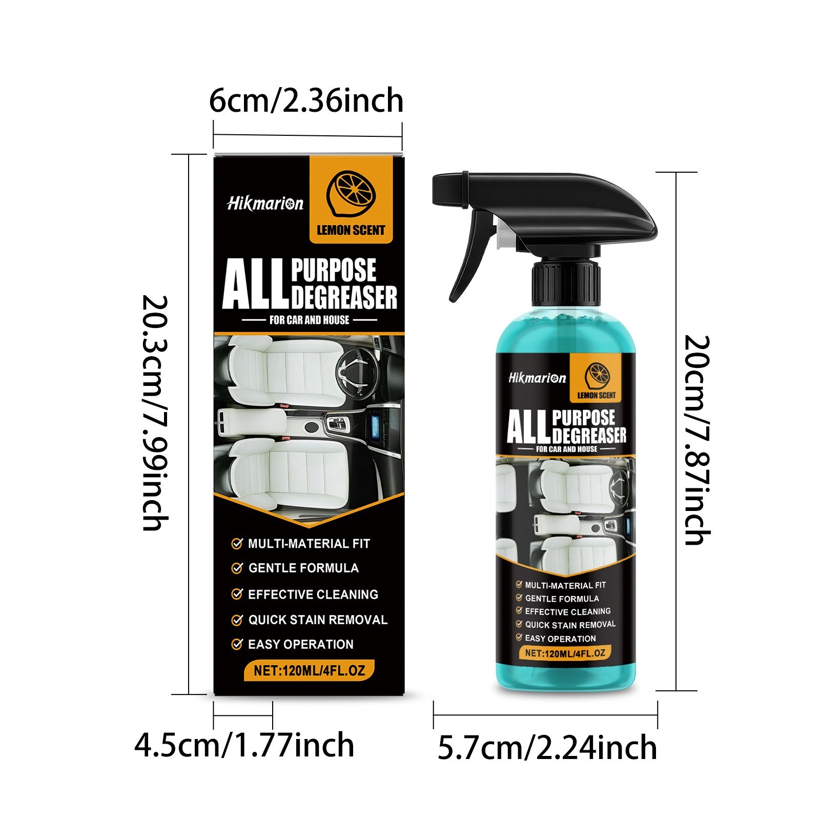 All Purpose Degreaser For Car And House,Lemon Scent Cleaning Spray 120ml US