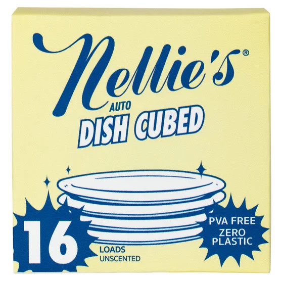 Nellies Dishwasher Cubes 128 Count Unscented PVA Free Plastic Free