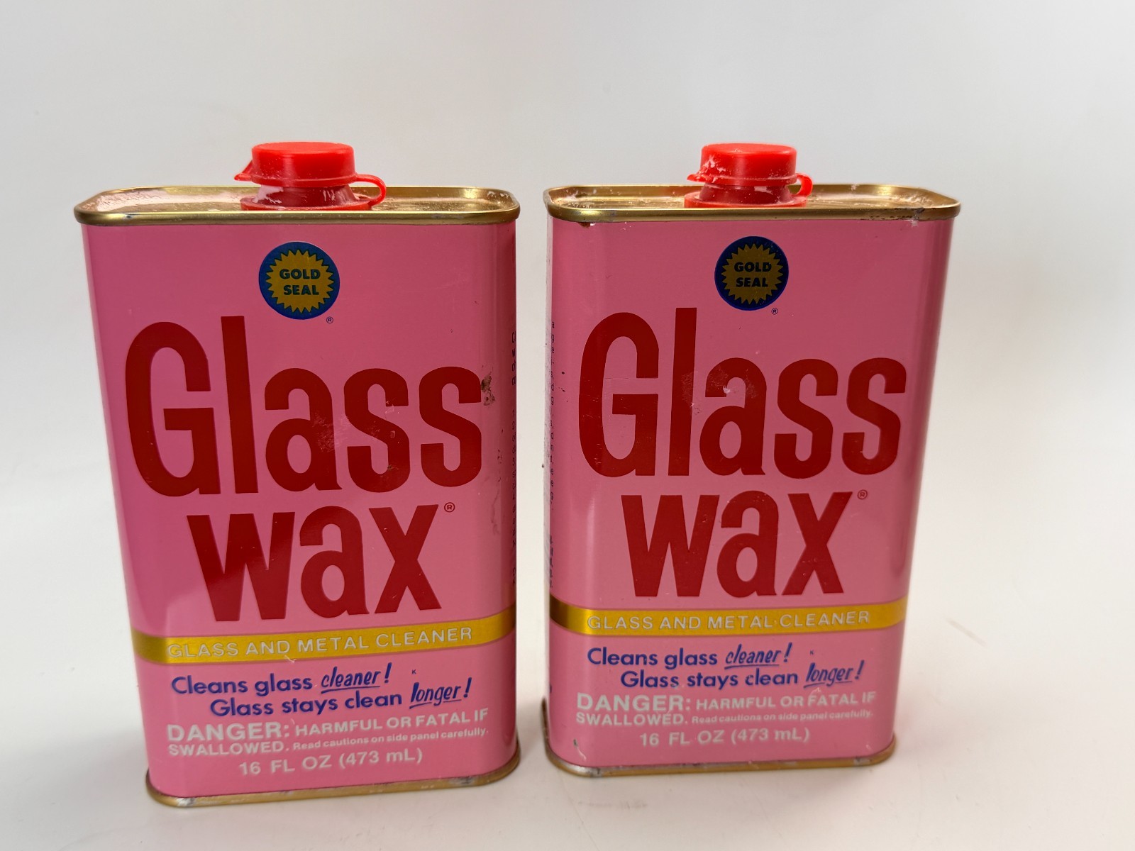 Glass Wax Glass & Metal Cleaner 16oz Discontinued Gold Seal Lightly Used x2 Lot