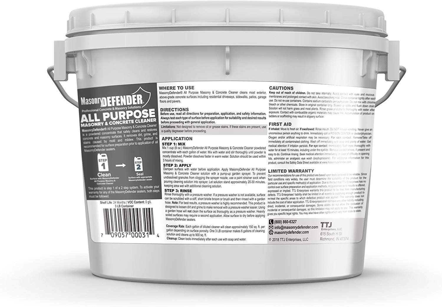 All-Purpose Masonry & Concrete Cleaner, 3 LB Pail – Cleans Driveways,…