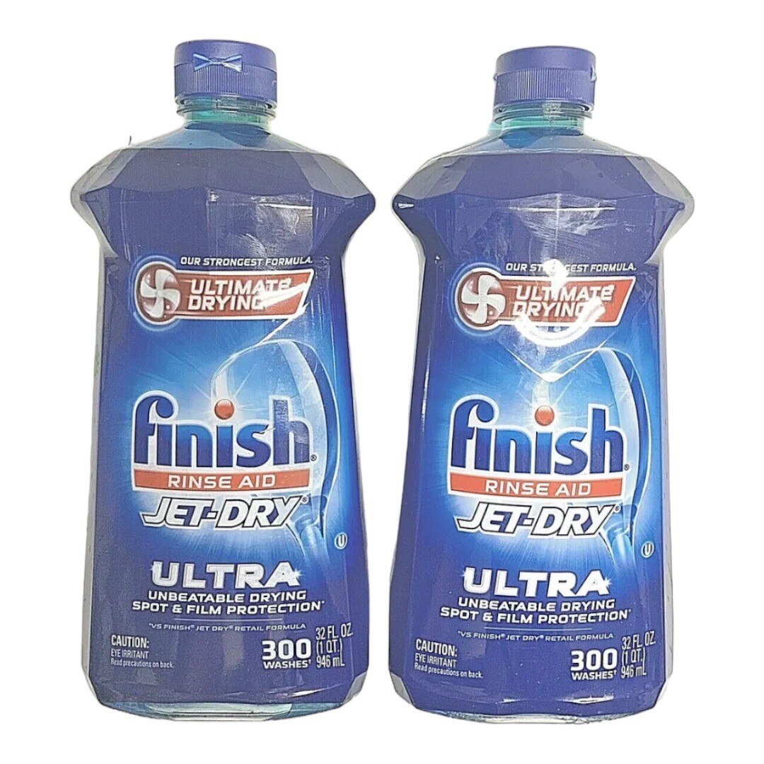 2 Jet Dry Ultimate Spot & Film Removal Finish Rinse Aid Plus 300 Washes 32 Oz NE