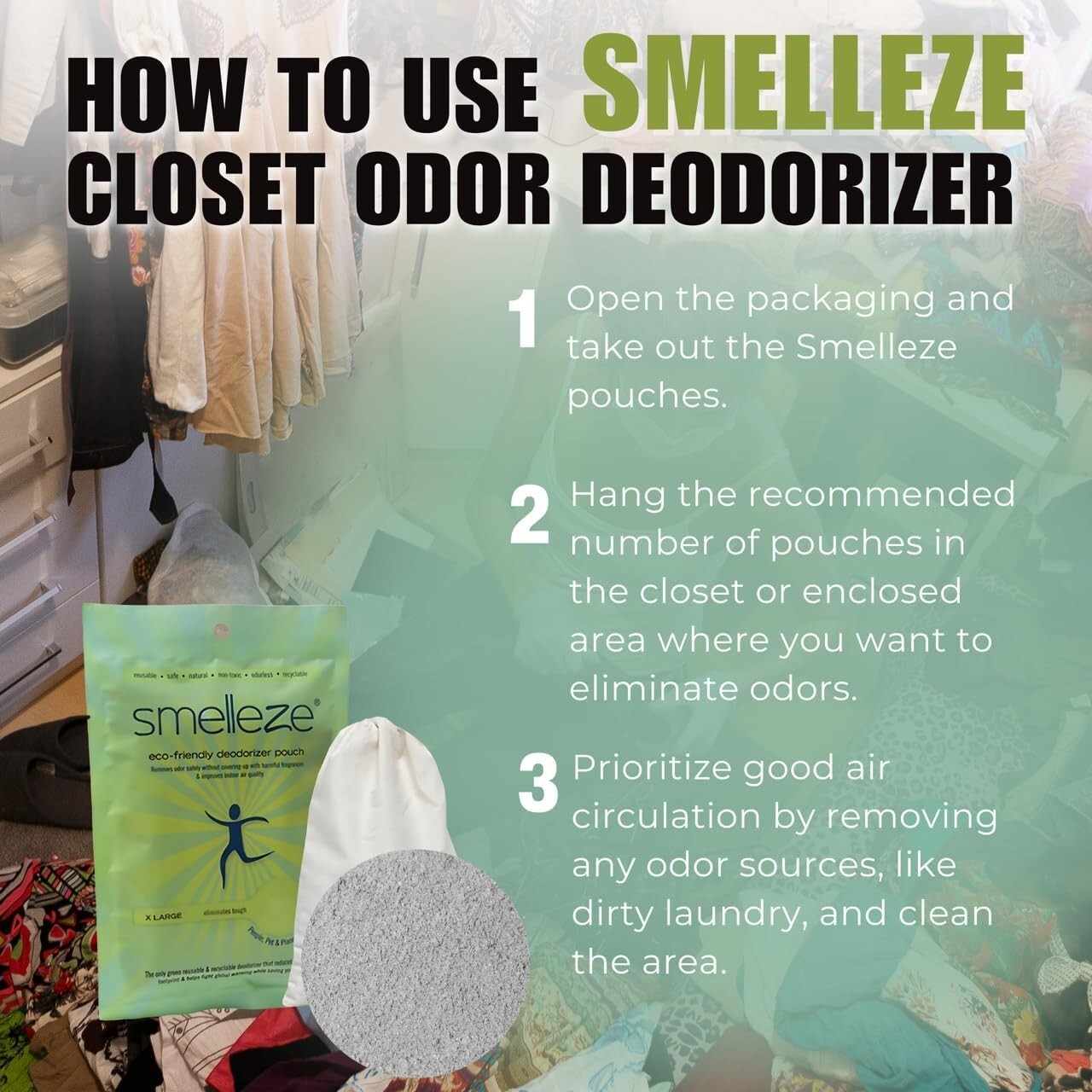 SMELLEZE Reusable Office Odor Removal Deodorizer: Eliminate Smell in 150 Sq. Ft.