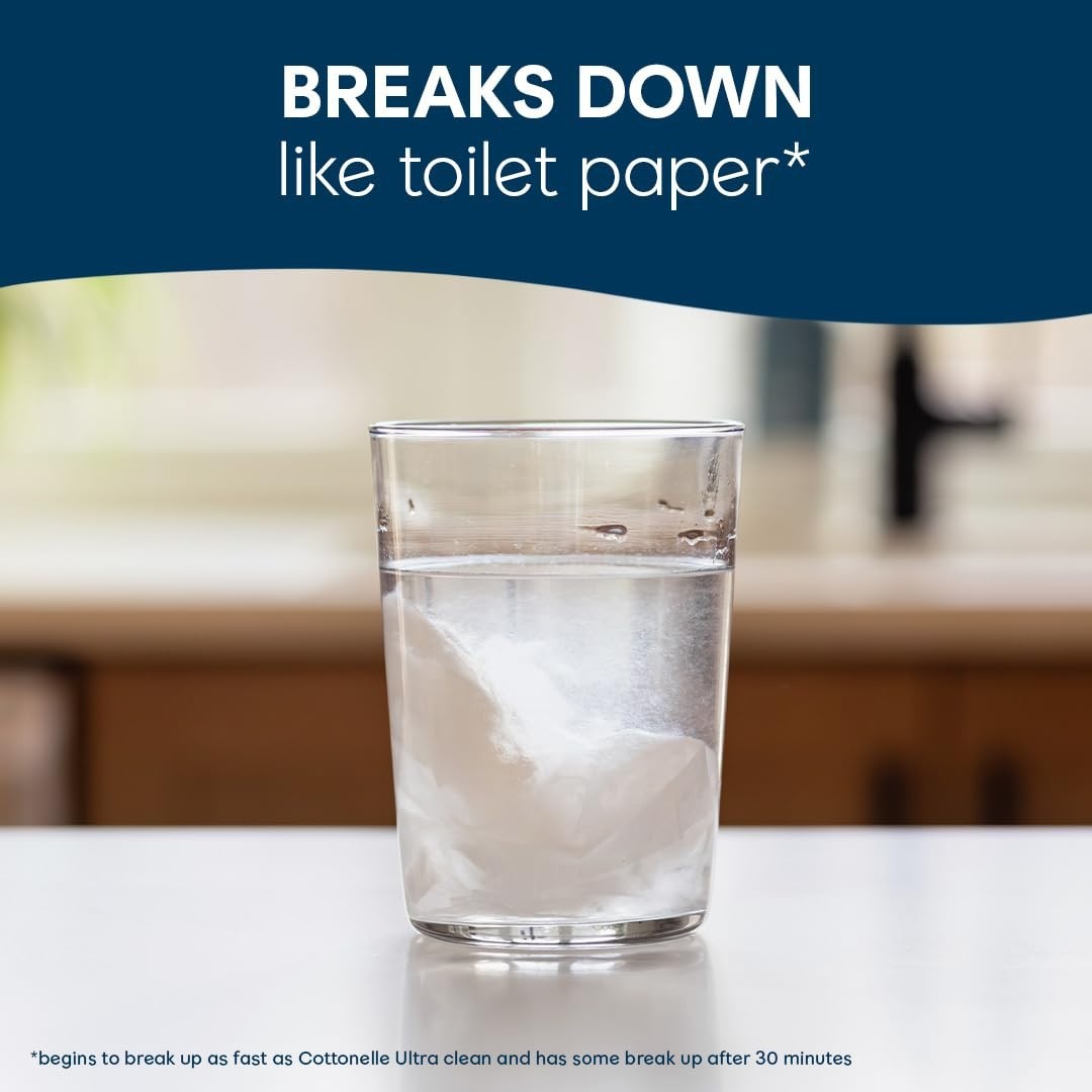 Ultra Clean Cottonelle Flushable Wipes – 8 Flip-Top Packs, Unscented Comfort