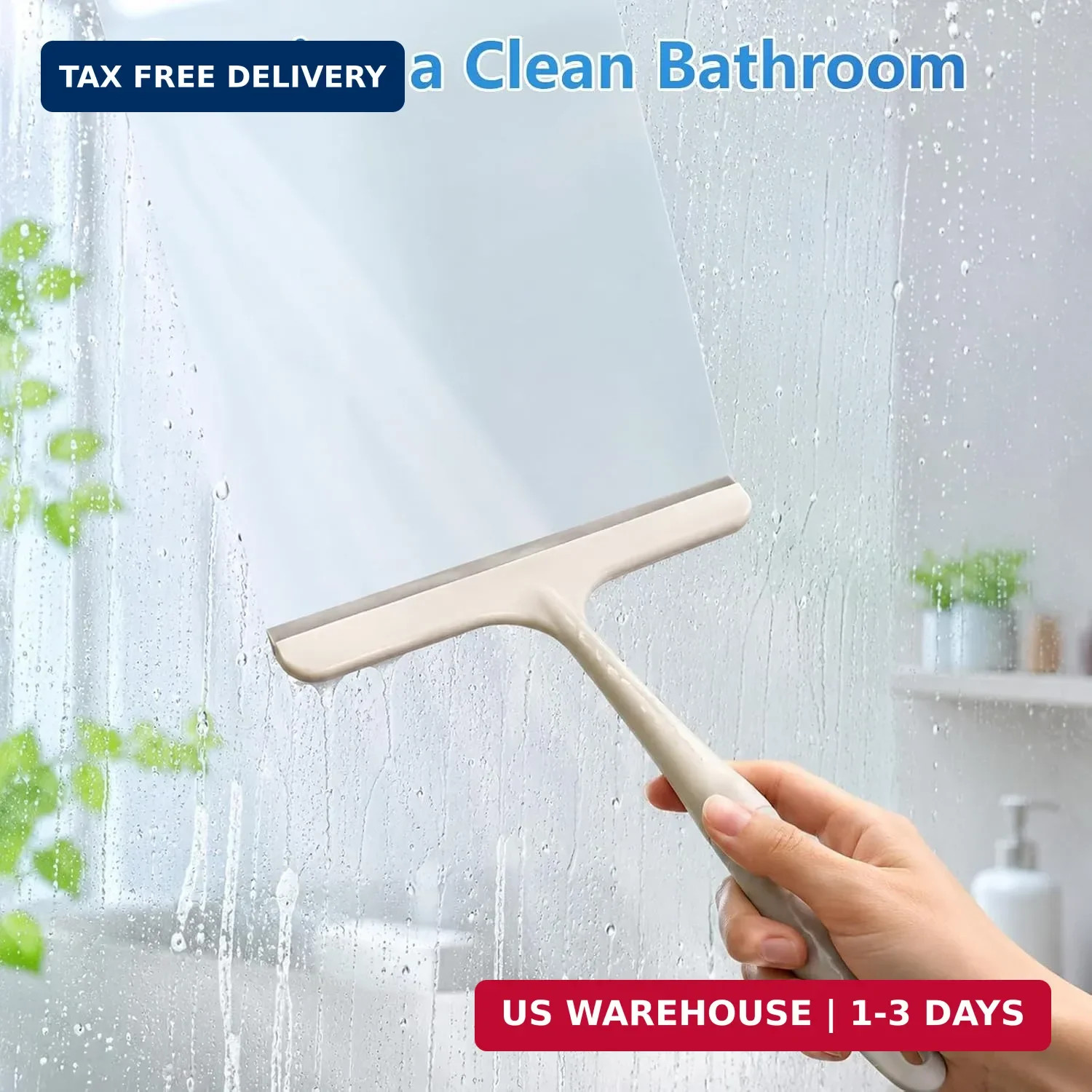3 Pcs Shower Squeegee for Glass Doors, Car Window Squeegee, Streak-Free Mirror C