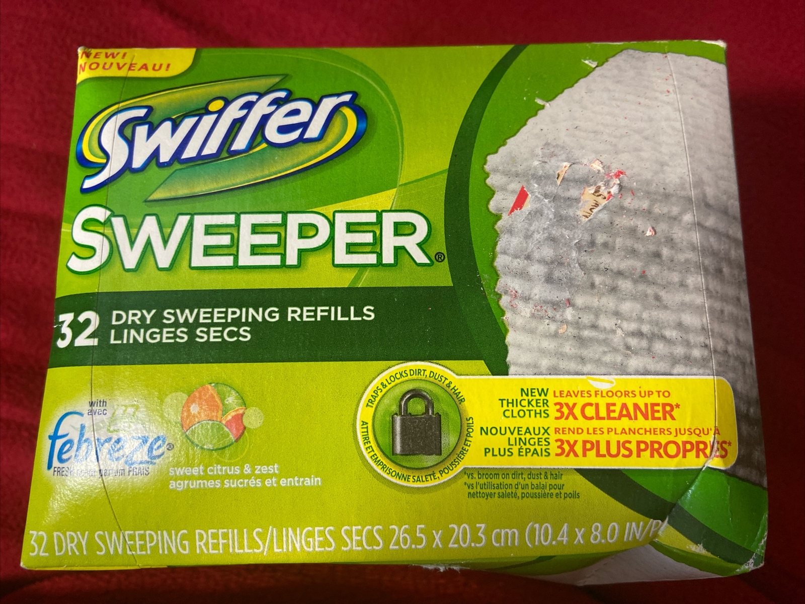 Swiffer Sweeper Dry Sweeping Cloth Refills Febreze Sweet Citrus & Zest 32 Count